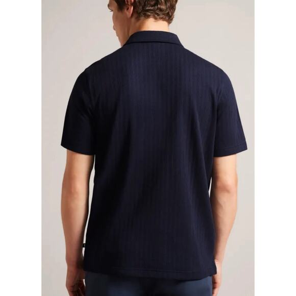 Ted Baker Speysid Short Sleeve Textured Zip Polo Shirt Blue Preppy Men's 3XL - Picture 4 of 13